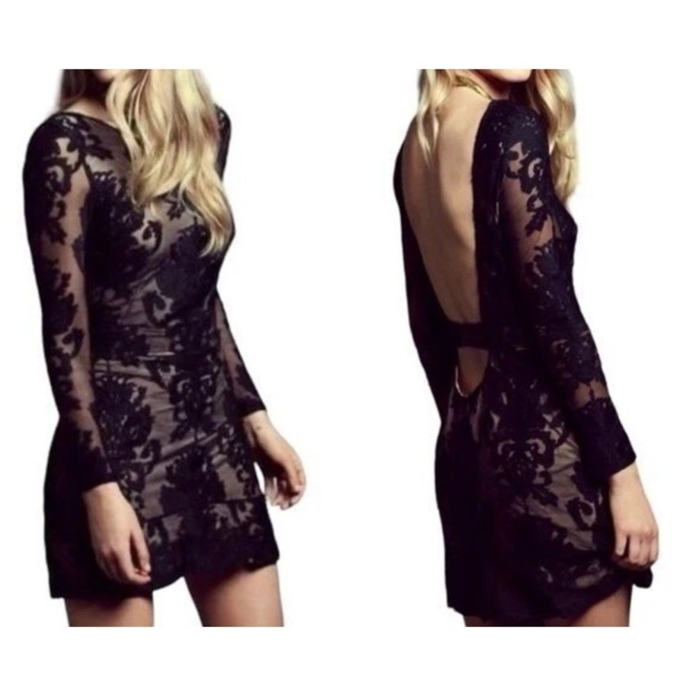 For Love & Lemons A Night To Remember Black Lace Mini Dress Size Bodycon Sexy